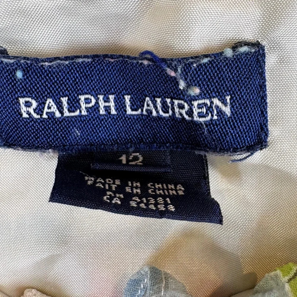 Ralph Lauren Girls Blue Floral Chiffon Ruffle Dress Size 12 373177008 Dainty